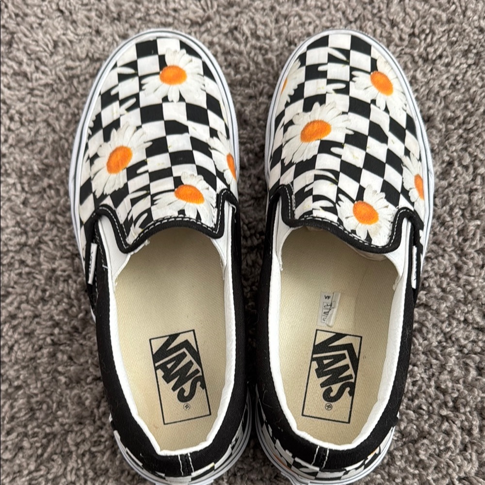 Vans Checkerboard Daisy Slip-On Shoes